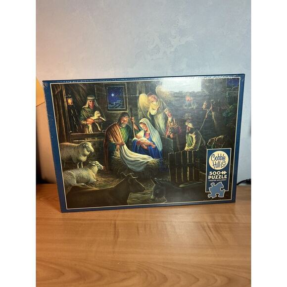 Cobble Hill 500 Piece Puzzle "Away In A Manger" By Liz Goodrick Dillon NATIVITY - Picture 1 of 4
